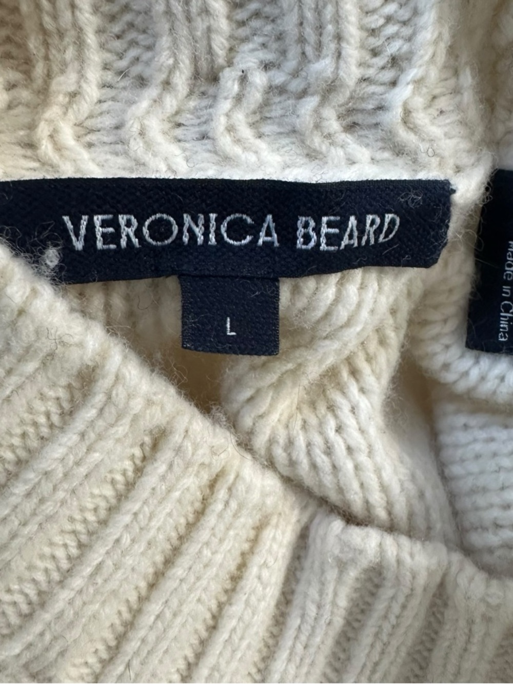 Veronica Beard Womens Viori Striped Wool Blend Sweater Sz Large White Black - Picture 13 of 14